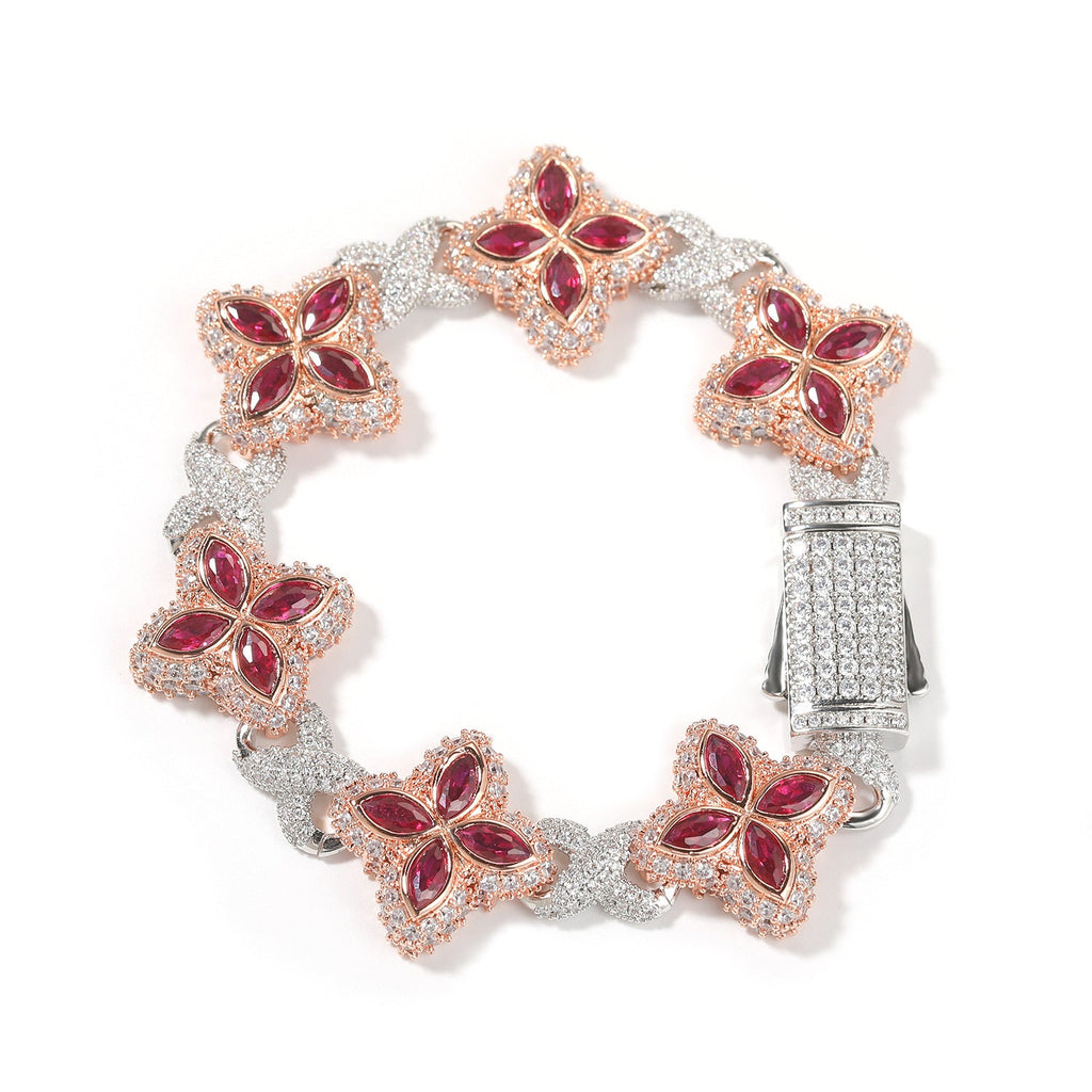 Hip-hop zircon colored infinite four-leaf clover bracelet by nowadaysfashion