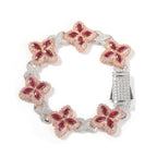 Hip-hop zircon colored infinite four-leaf clover bracelet by nowadaysfashion