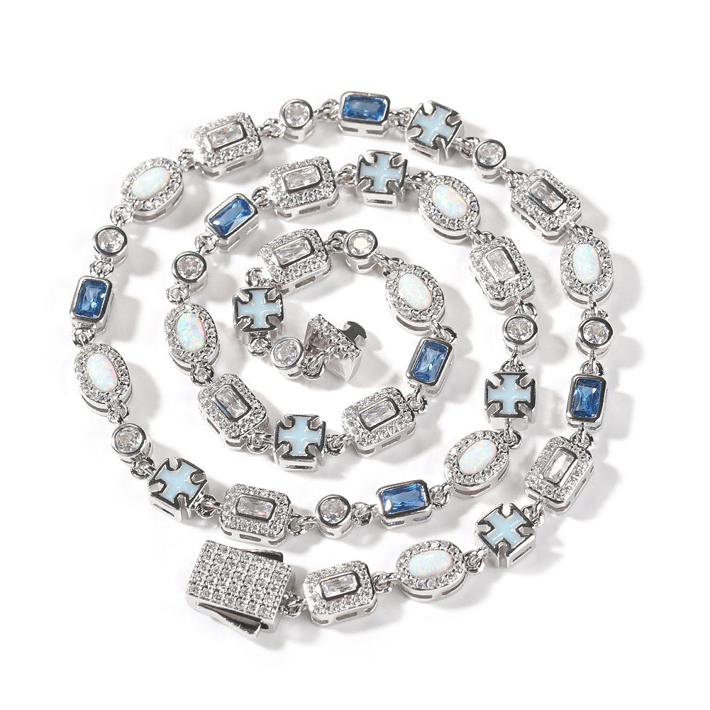 6mm blue colored gemstone bracelet with diamonds by nowadaysfashion