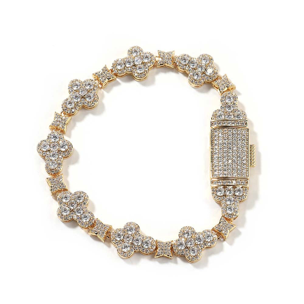 10mm cross flower star bracelet with micro-inlaid zircon by nowadaysfashion