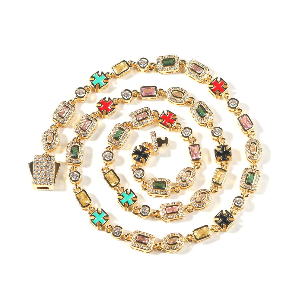 Hip-Hop Diamond-Encrusted 6mm Colored Gemstone Bracelet by nowadaysfashion