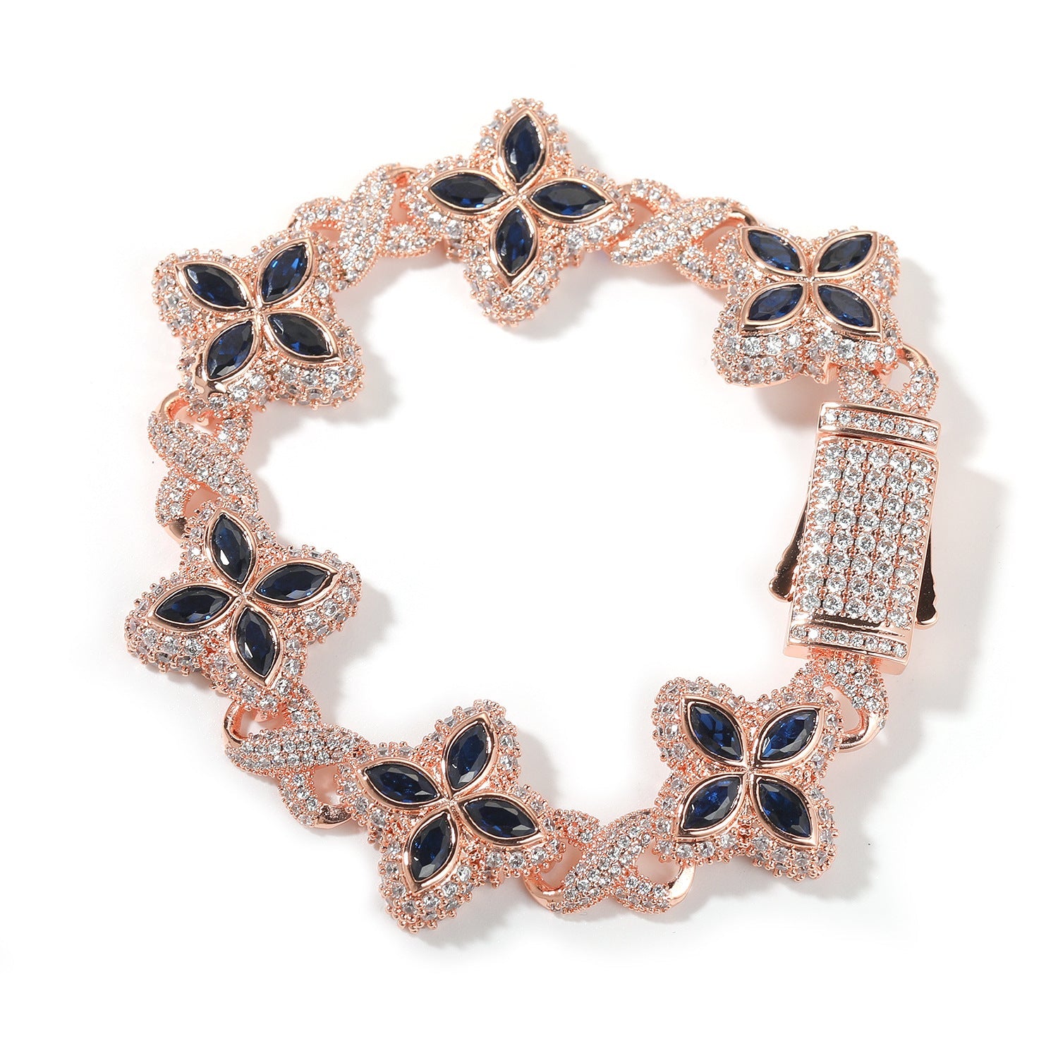 Hip-hop zircon colored infinite four-leaf clover bracelet by nowadaysfashion