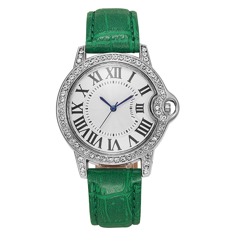 Fashion Diamond-Encrusted Women's Quartz Watch with Leather Strap by nowadaysfashion