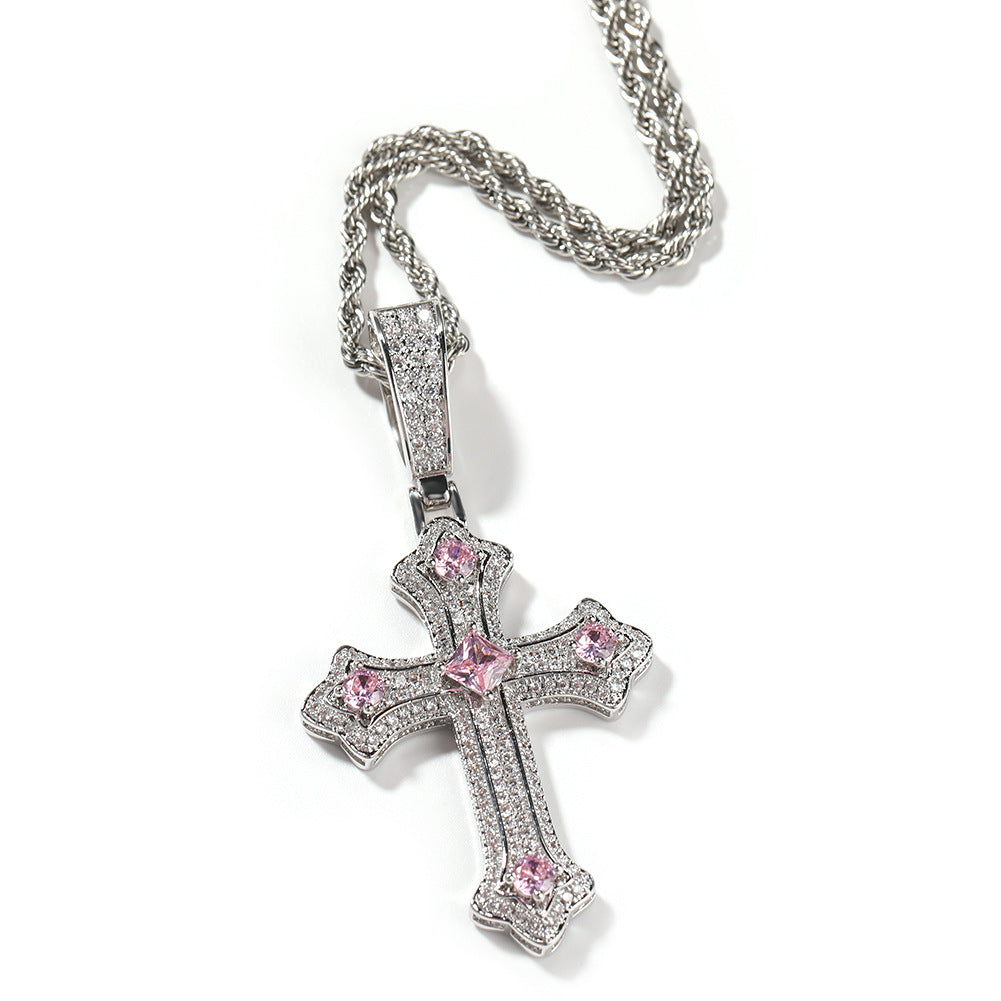 Hip-hop cross-shaped diamond Cubic Zirconia necklace by nowadaysfashion