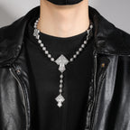Hip Hop Beaded Zirconia Cross Necklace by nowadaysfashion