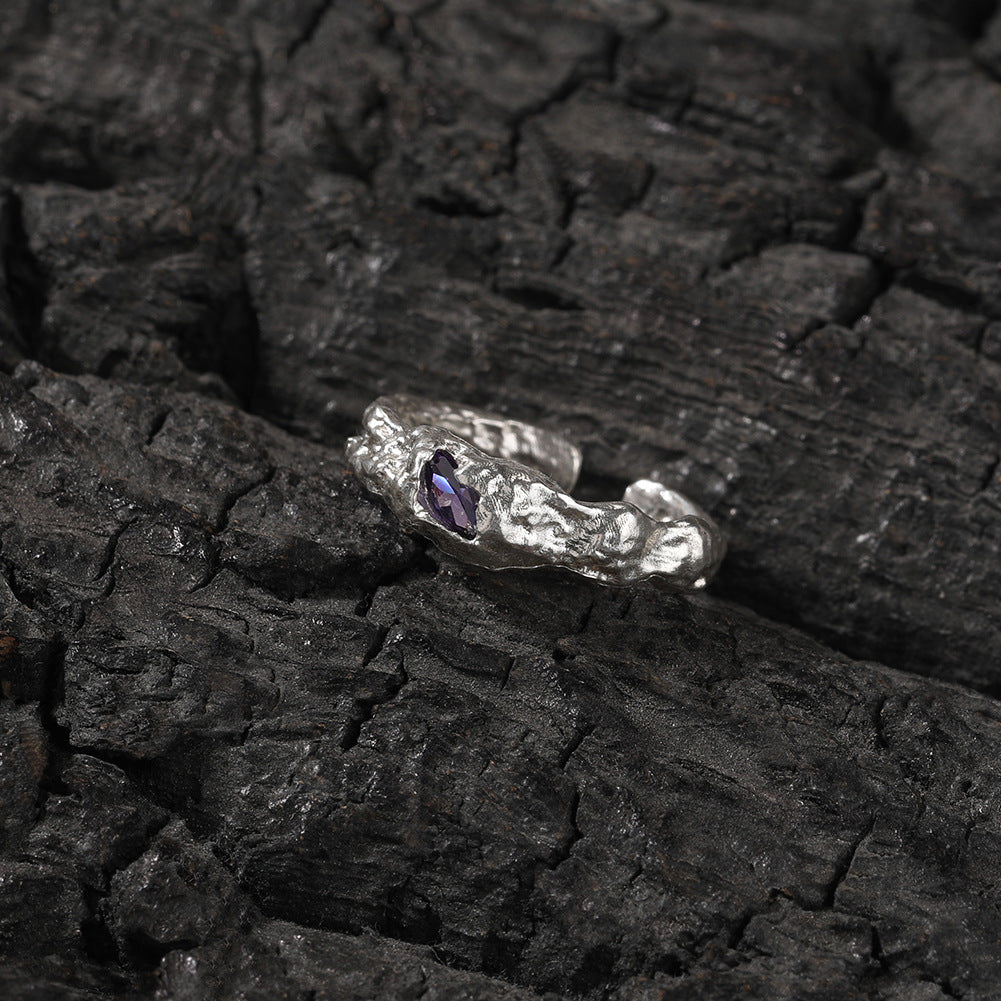 Hip-Hop 925 Silver Ring with Purple Zircon by nowadaysfashion