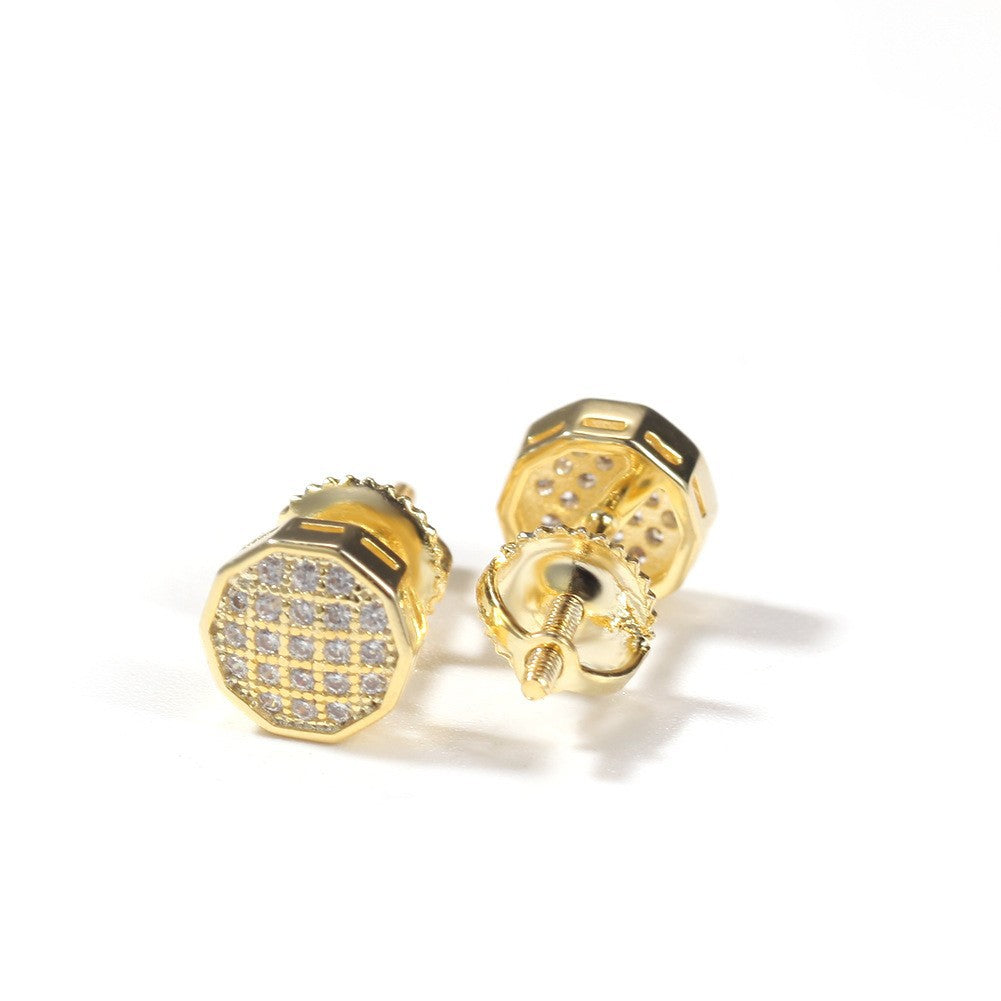 Hip Hop diamond-encrusted 925 silver stud earrings by nowadaysfashion