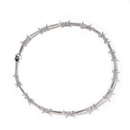 Hiphop zircon-encrusted barbed wire necklace by nowadaysfashion