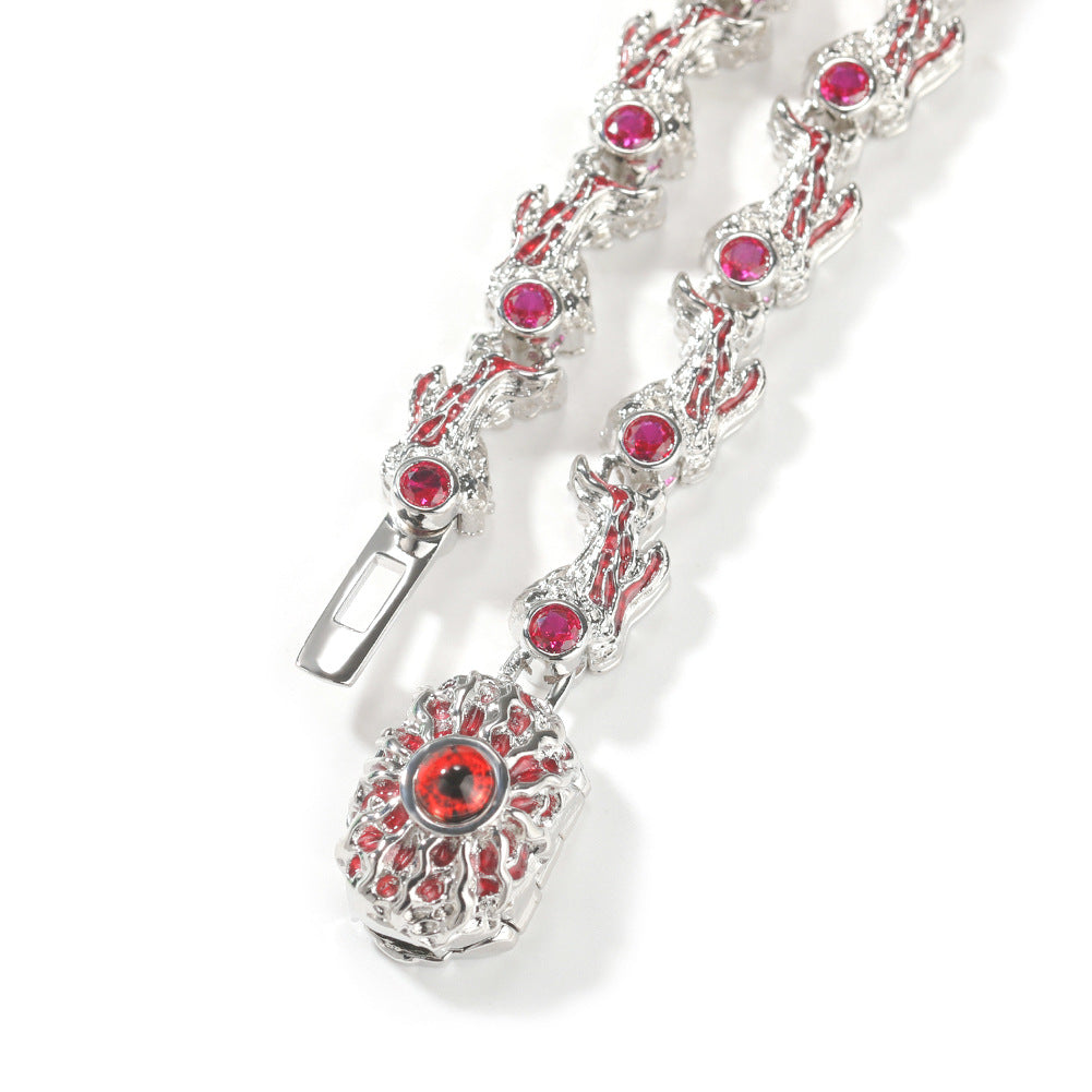 Hip-hop exaggerated spiky parasitic red-eyed thorn diamond-encrusted necklace by nowadaysfashion