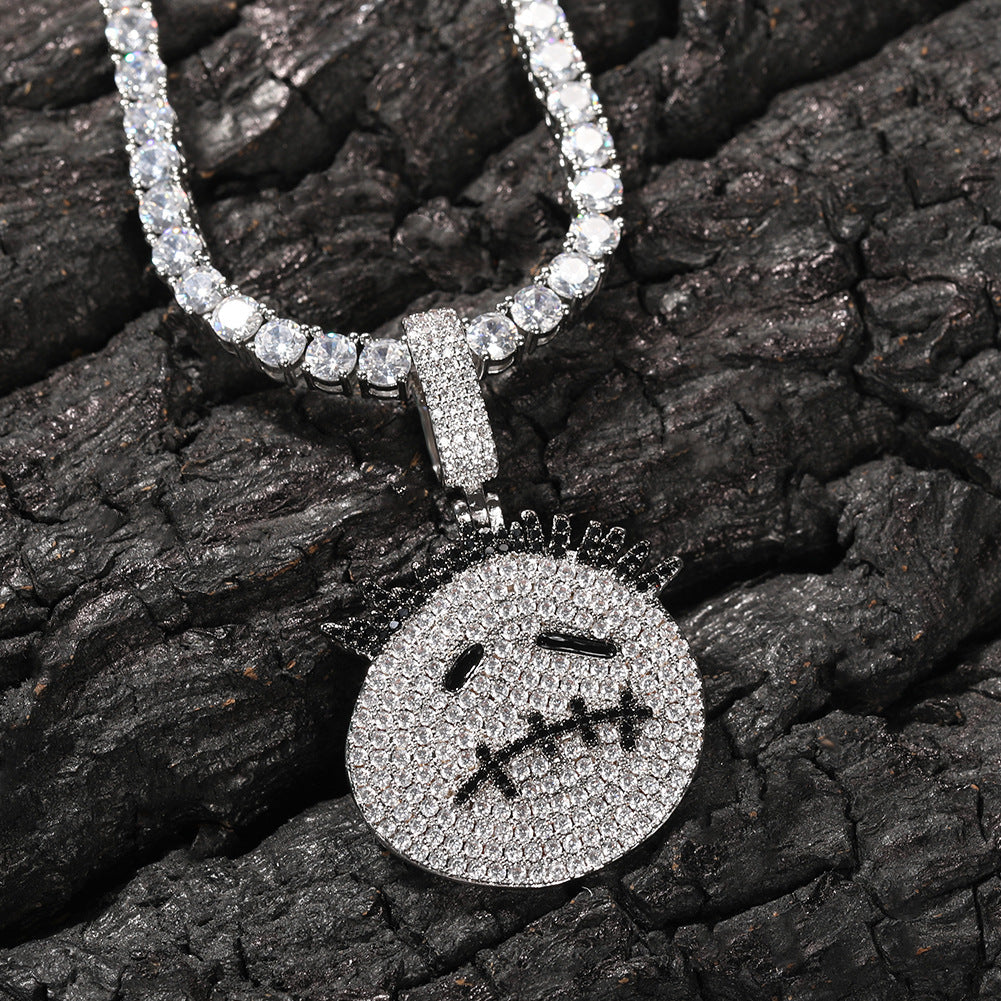 Hip-hop cartoon zircon spiky-head avatar necklace by nowadaysfashion