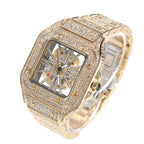 Hip-hop diamond-encrusted hollowed-out square watch by nowadaysfashion