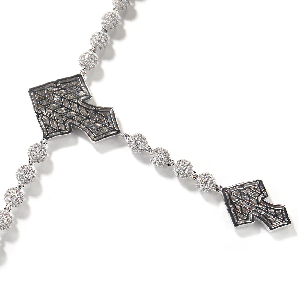 Hip Hop Beaded Zirconia Cross Necklace by nowadaysfashion
