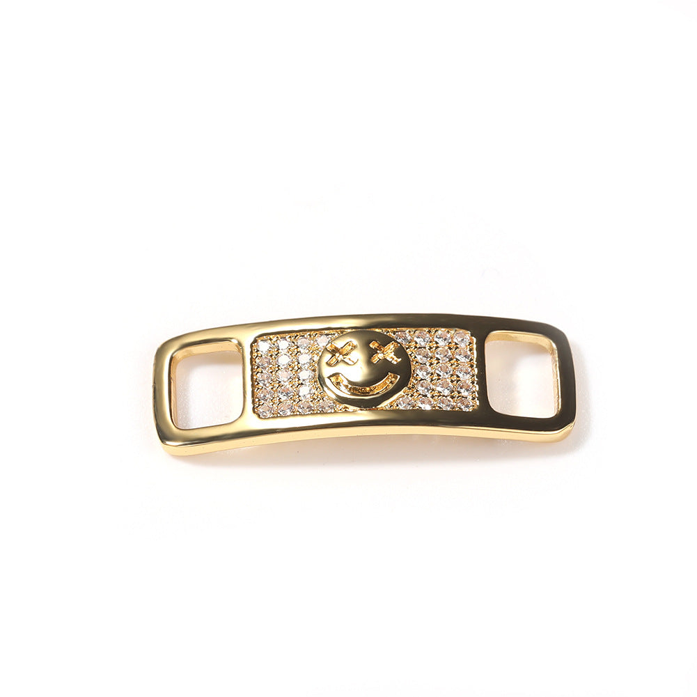 Hip-hop zircon cross smiling face broken heart shoe buckle by nowadaysfashion