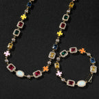 Hip-hop diamond multi-colored gemstone necklace by nowadaysfashion