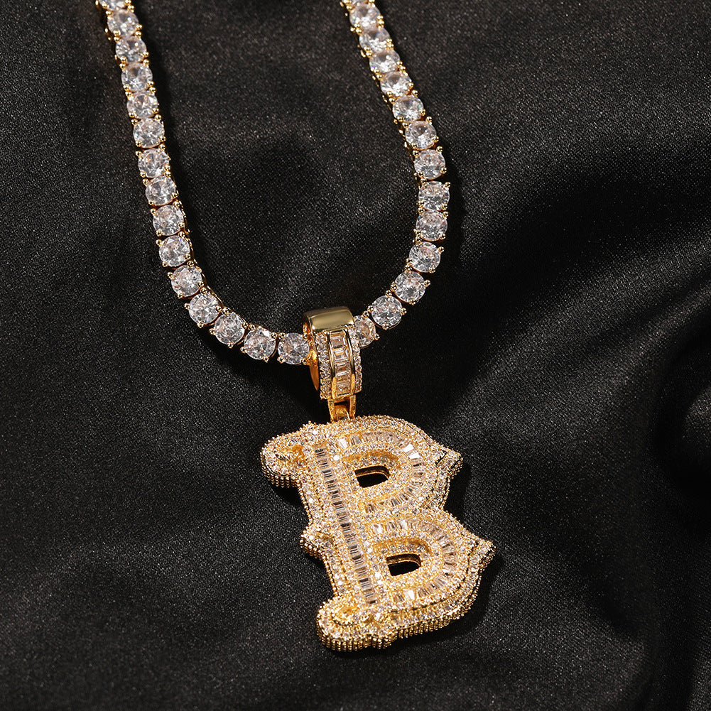 Hip-hop fully diamond-encrusted spiky rock sugar letter necklace by nowadaysfashion