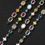 Hip-hop diamond multi-colored gemstone necklace by nowadaysfashion