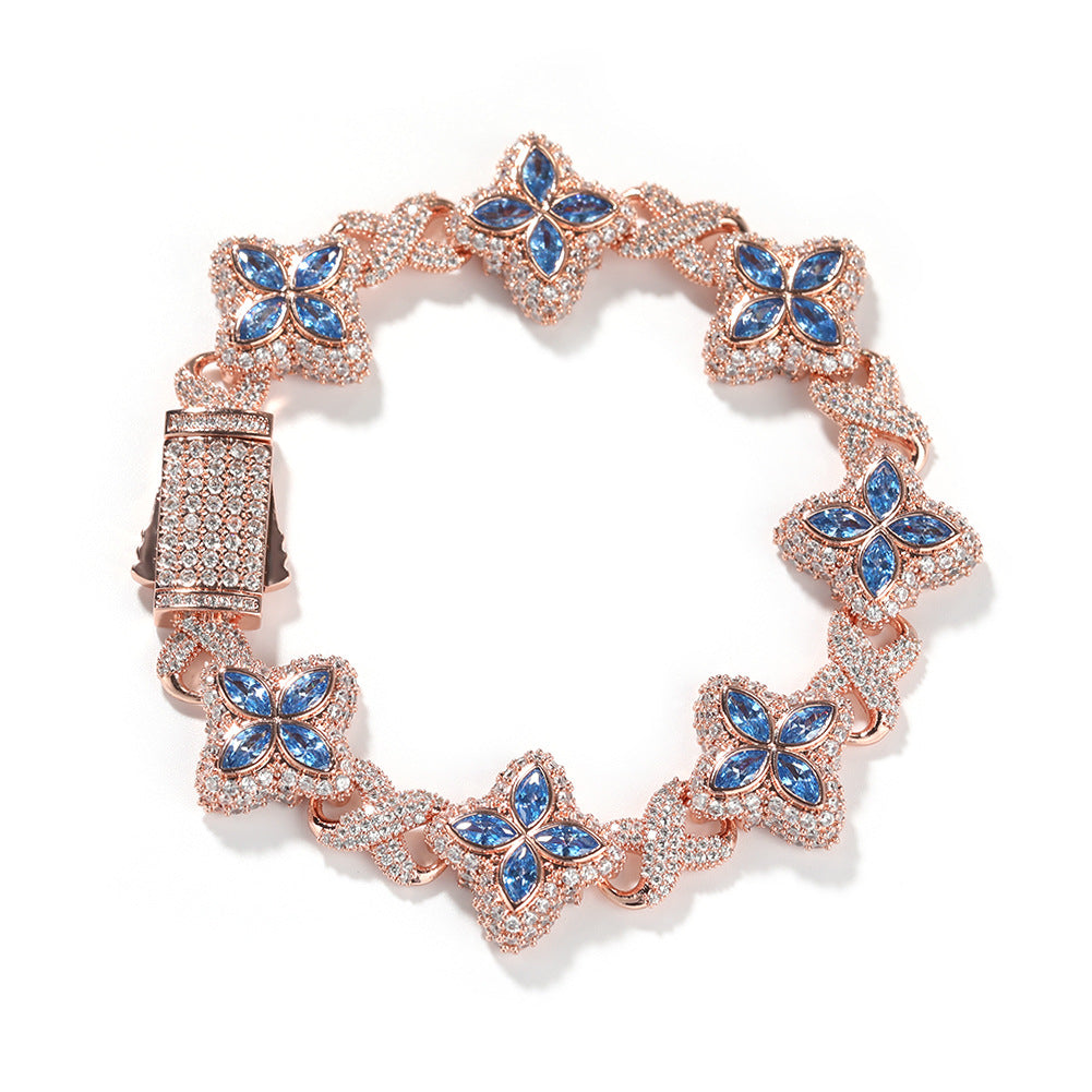 Hip-hop zircon colored infinite four-leaf clover bracelet by nowadaysfashion