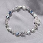 6mm blue colored gemstone bracelet with diamonds by nowadaysfashion