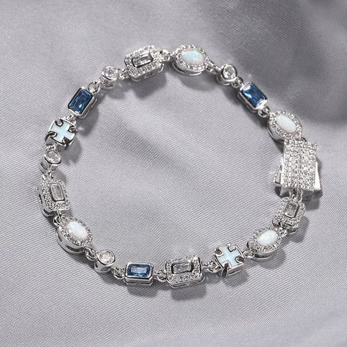 6mm blue colored gemstone bracelet with diamonds by nowadaysfashion
