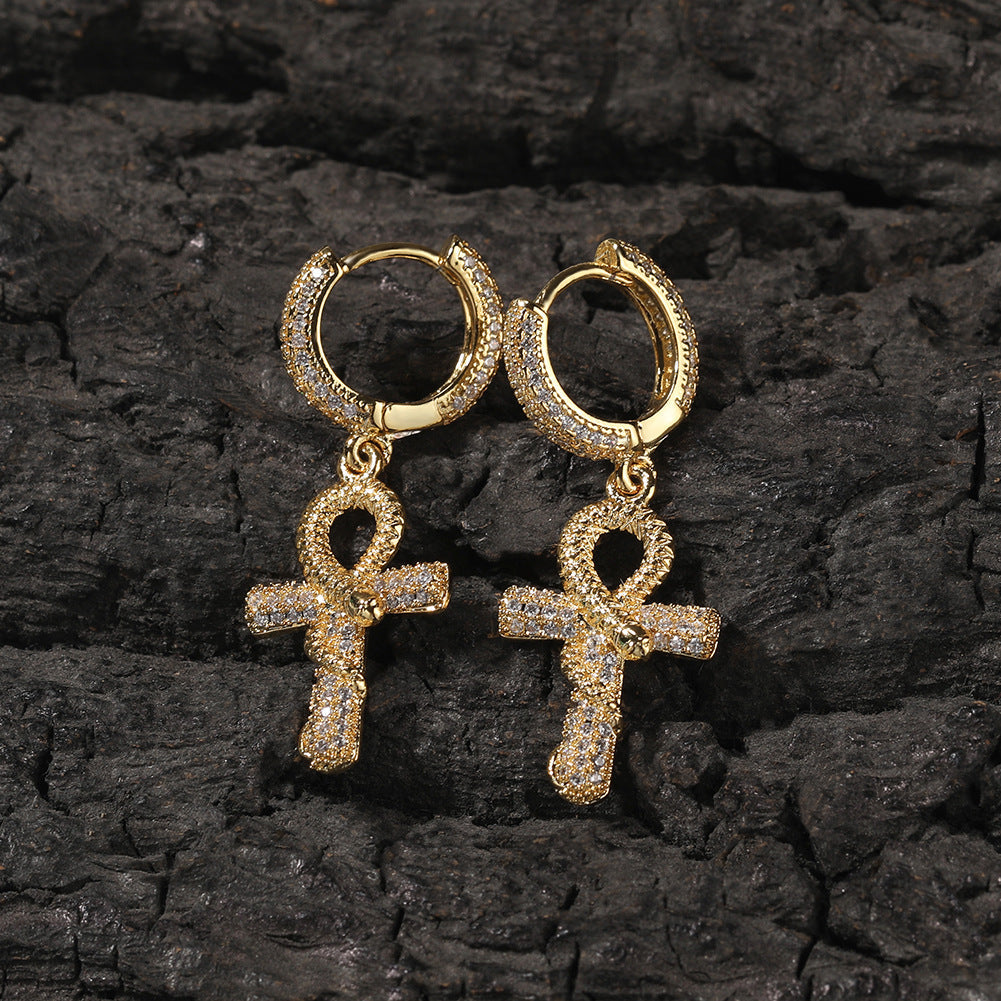 Hip-hop Anhe snake zircon earrings by nowadaysfashion