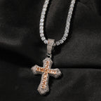 Hip-hop copper-inlaid purple zircon cross necklace by nowadaysfashion