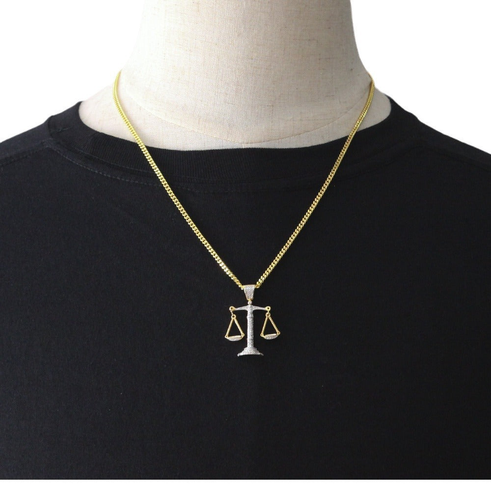 Justice Scale Iced Out CZ Hip Hop Necklace by nowadaysfashion