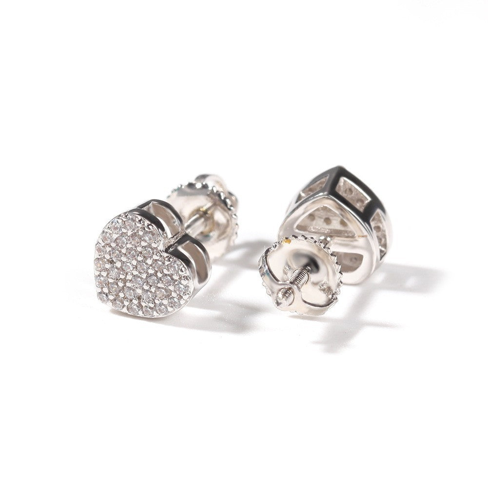 Hip Hop diamond-encrusted 925 silver stud earrings by nowadaysfashion
