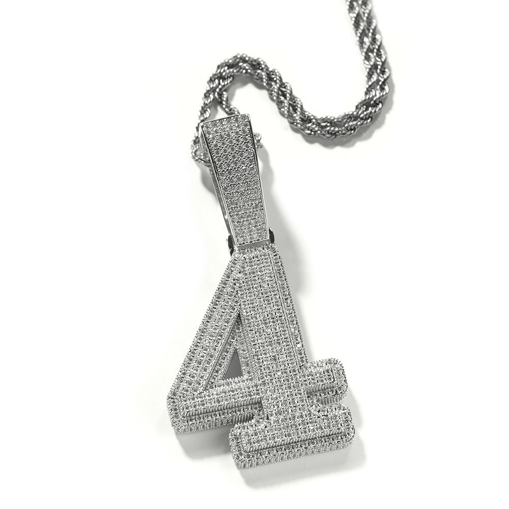 Hip-hop diamond-encrusted number pendant by nowadaysfashion