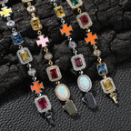 Hip-hop diamond multi-colored gemstone necklace by nowadaysfashion