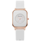 Casual square-shaped, elegant quartz silicone strap student watches.