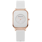 Casual square-shaped, elegant quartz silicone strap student watches.