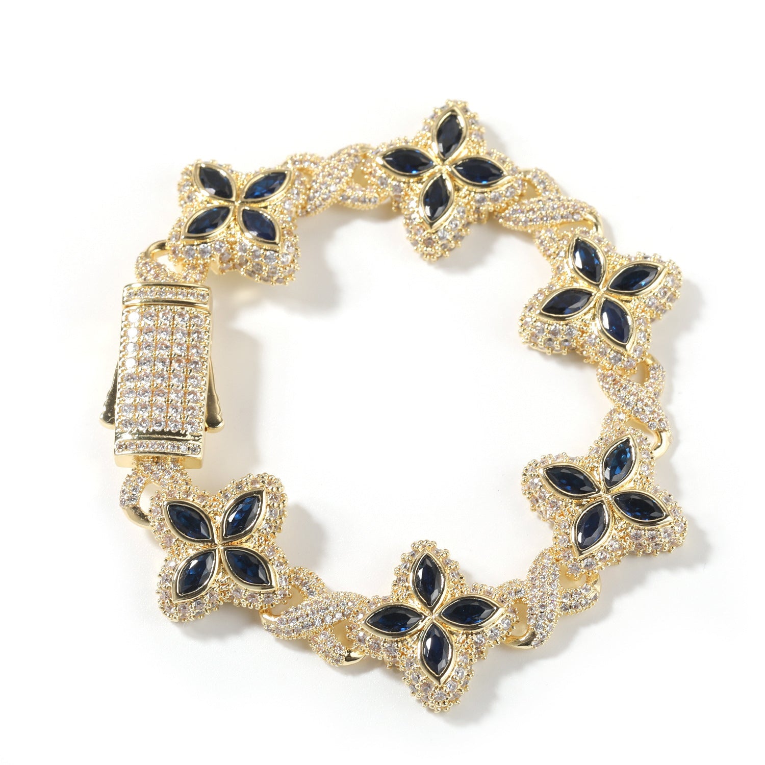 Hip-hop zircon colored infinite four-leaf clover bracelet by nowadaysfashion