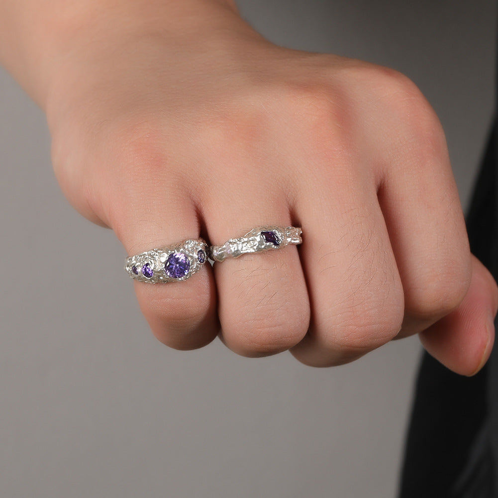 Hip-Hop 925 Silver Ring with Purple Zircon by nowadaysfashion