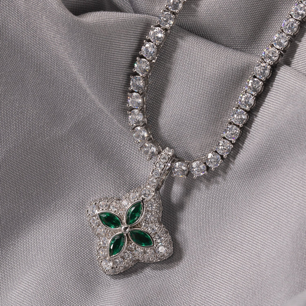 Cubic Zirconia Colorful Four-Leaf Clover Pendant by nowadaysfashion