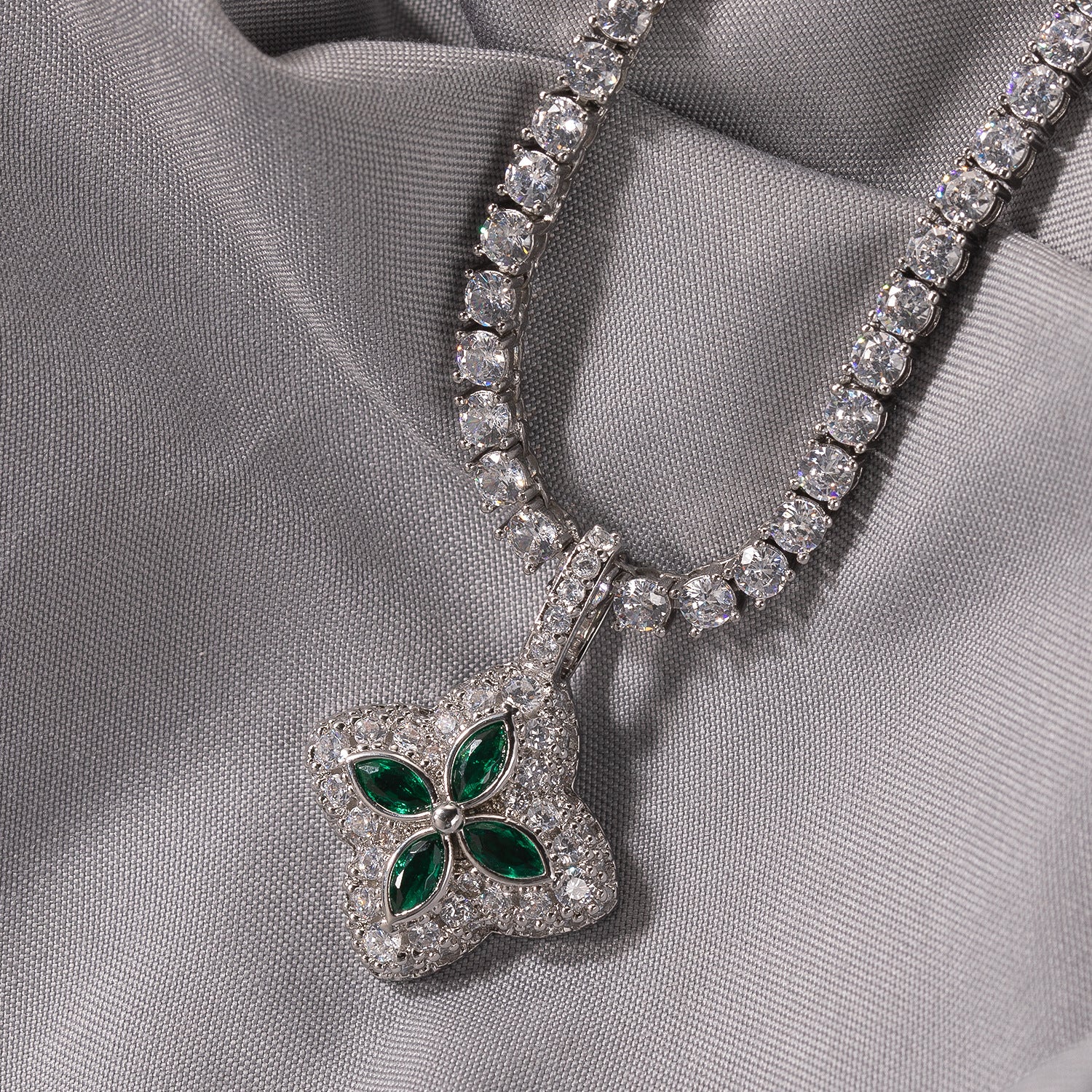 Cubic Zirconia Colorful Four-Leaf Clover Pendant by nowadaysfashion