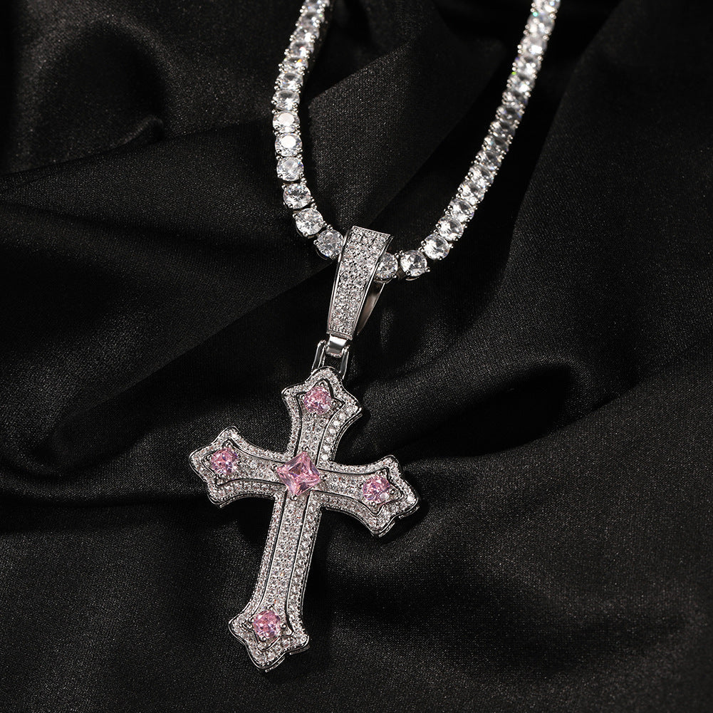 Hip-hop cross-shaped diamond Cubic Zirconia necklace by nowadaysfashion