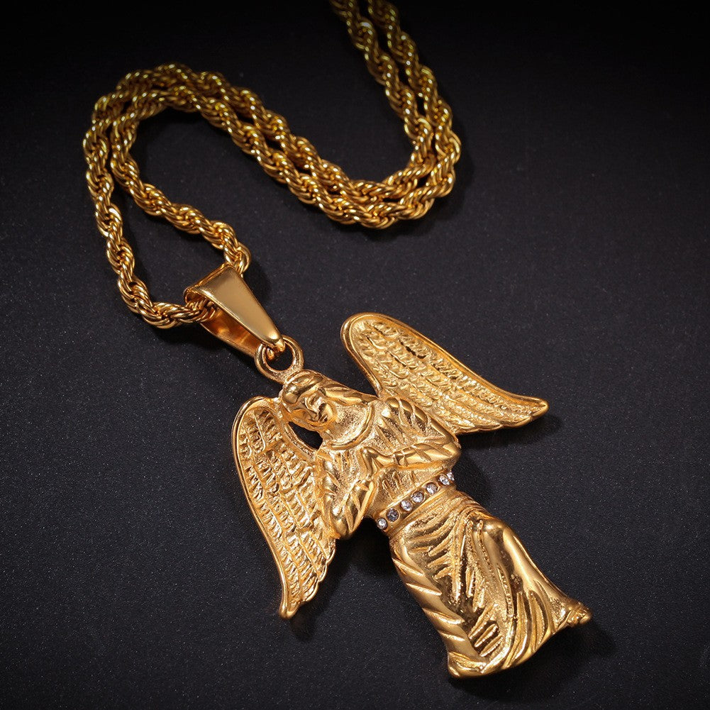 Hip Hop Winged Angel Pendant Necklace by nowadaysfashion