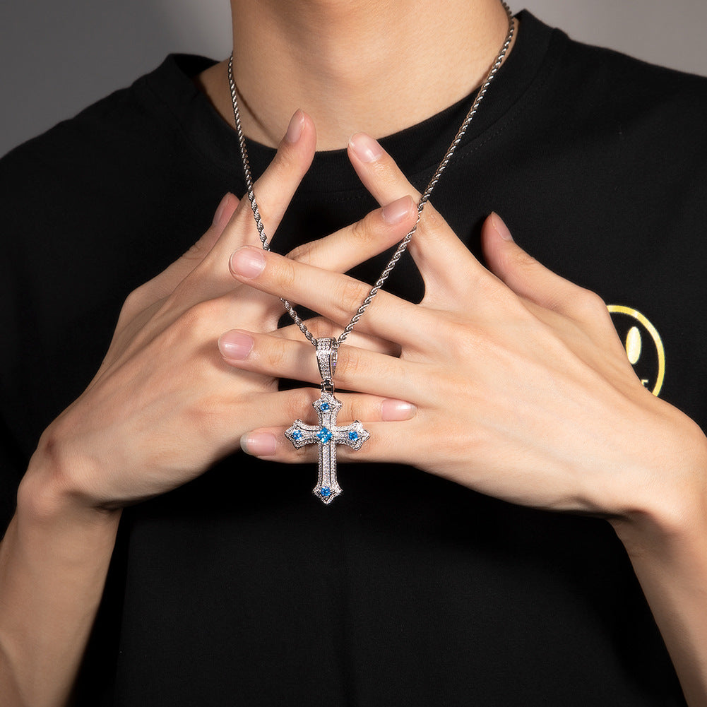 Hip-hop cross-shaped diamond Cubic Zirconia necklace by nowadaysfashion