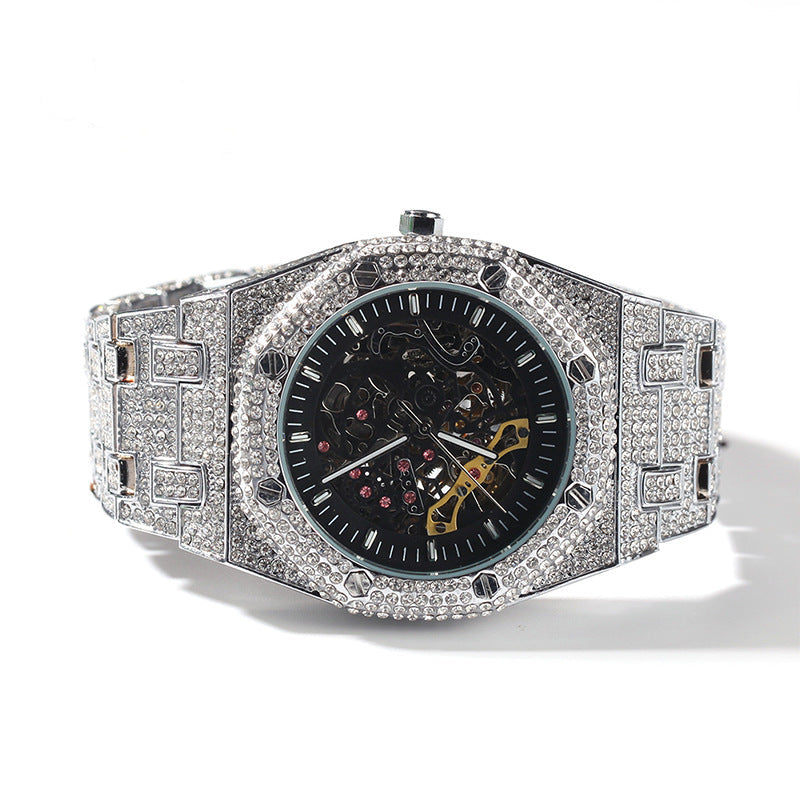 Hip Hop Full Diamond Hollow Case Mechanical Watch by nowadaysfashion