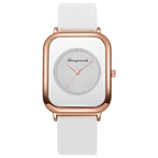 Casual square-shaped, elegant quartz silicone strap student watches.