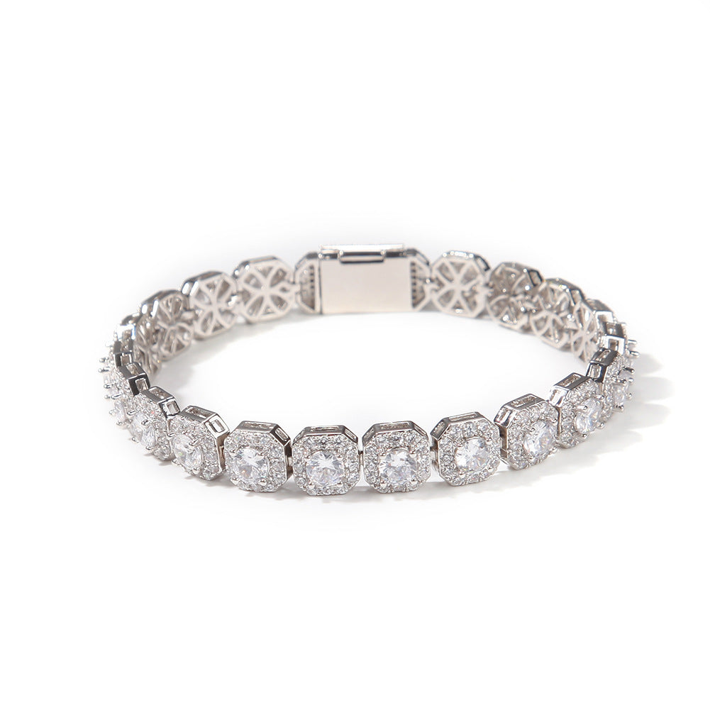 Hip-hop 9mm square rock candy zircon bracelet by nowadaysfashion