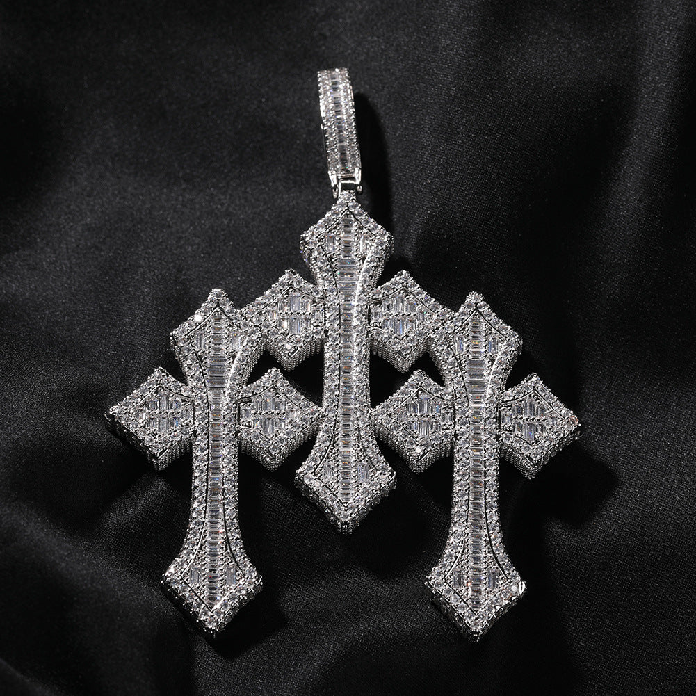 Retro Cross Square Zircon Inlay Necklace by nowadaysfashion