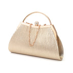 folded metal diamond-studded handbag wedding clutch bag