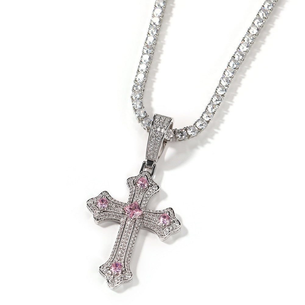 Hip-hop cross-shaped diamond Cubic Zirconia necklace by nowadaysfashion