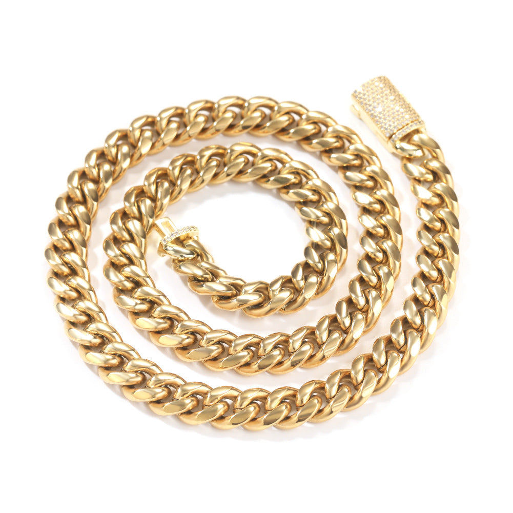 Hip-hop zircon stainless steel zircon necklace by nowadaysfashion