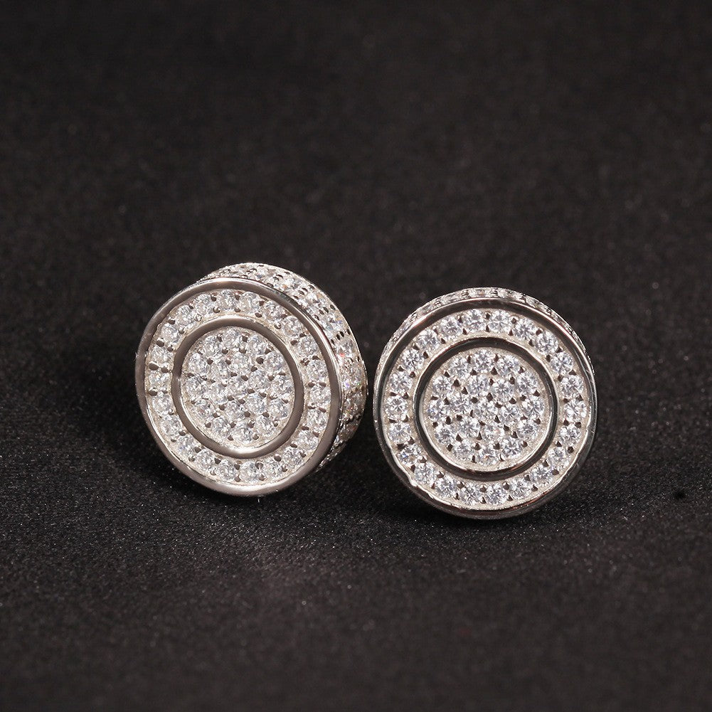 Hip Hop diamond-encrusted 925 silver stud earrings by nowadaysfashion