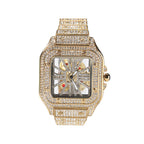 Hip-hop diamond-encrusted hollowed-out square watch by nowadaysfashion