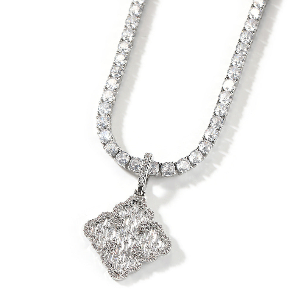 Full-diamond zircon four-leaf clover necklace by nowadaysfashion