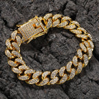 Hip-Hop 12mm Diamond-Encrusted Cuban Chain Bracelet by nowadaysfashion