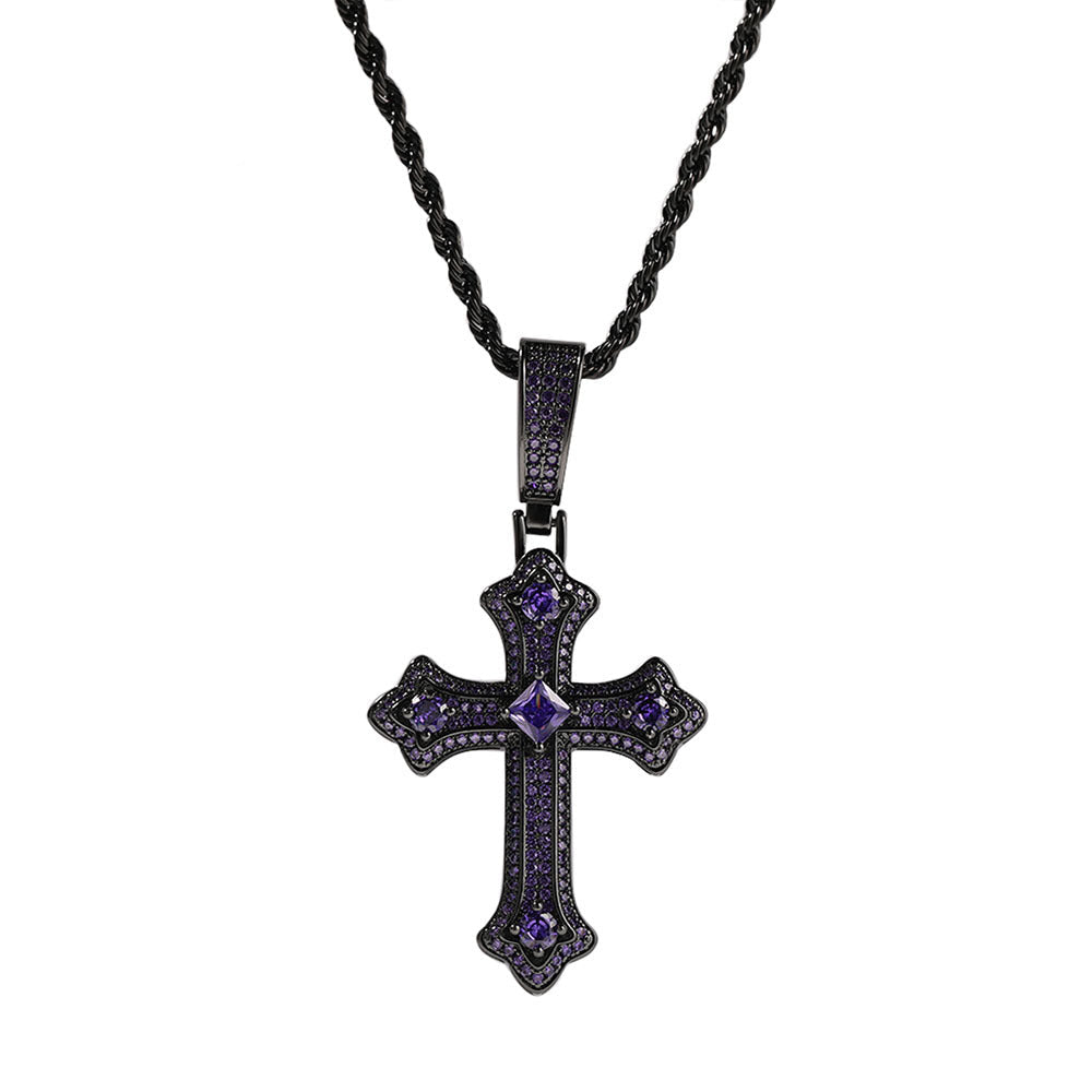 Hip-hop cross-shaped diamond Cubic Zirconia necklace by nowadaysfashion